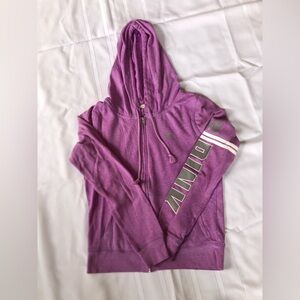 Purple Hoodie with PINK Sleeve Spellout Logo